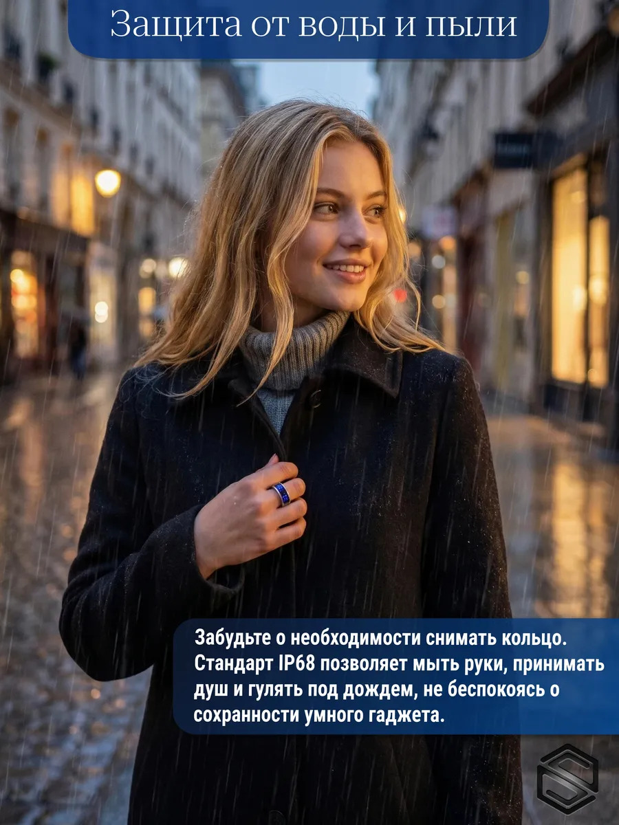 Умное кольцо с ИИ, экраном & вибрацией HerzRing Vision RW2+ розовое-золото (белый экран)