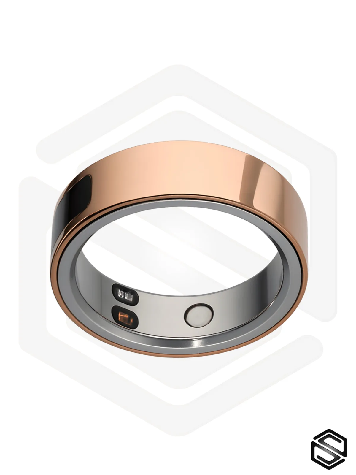 Тонкое умное кольцо с Глюкозой, Вибрацией, Управлением & Чувствами HerzRing Sense GX+ розовое золото