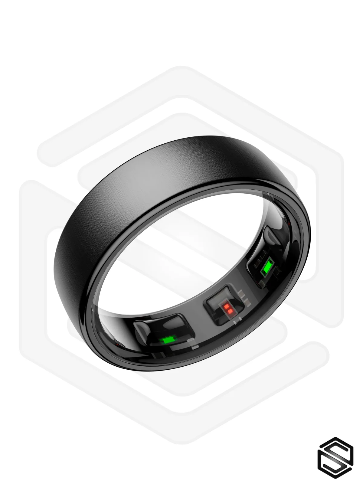 Тонкое Умное кольцо HerzRing Slim Pro c продвинутыми датчиками - обсидиан