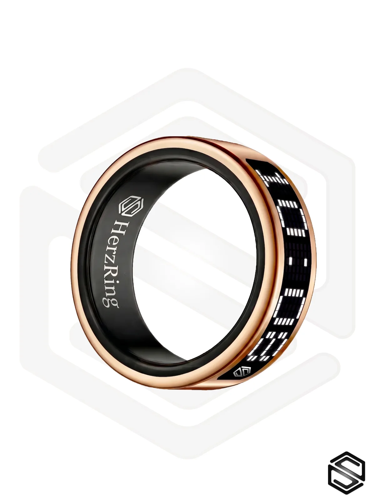 Умное кольцо с экраном & уведомлениями HerzRing Vision RW 2 розовое-золото (белый экран)