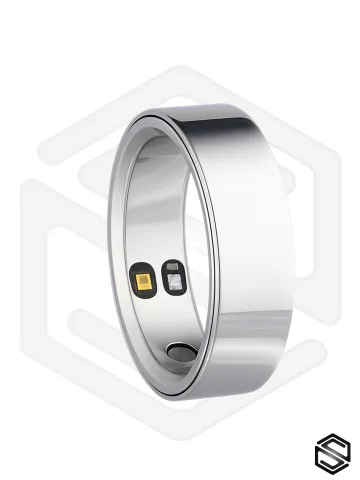 Тонкое умное кольцо с Глюкозой, Вибрацией &amp; Чувствами HerzRing Sense GX титан серебро