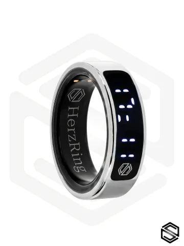 Умное Кольцо с Экраном &amp; Уведомлениями и Вибрацией HerzRing Vision RW+ Титан - серебро