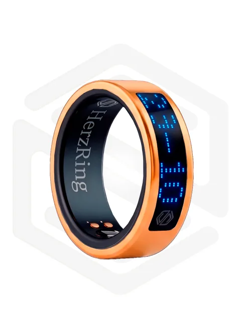 Умное кольцо с ИИ, экраном & вибрацией HerzRing Vision RW2+ розовое-золото (неоновый экран)