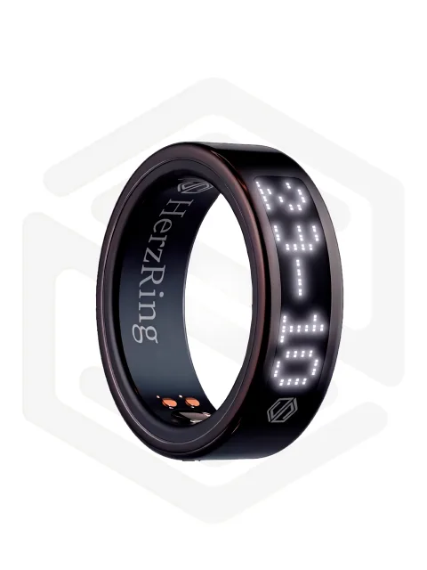 Умное кольцо с ИИ, экраном & вибрацией HerzRing Vision RW2+ обсидиан (белый экран)
