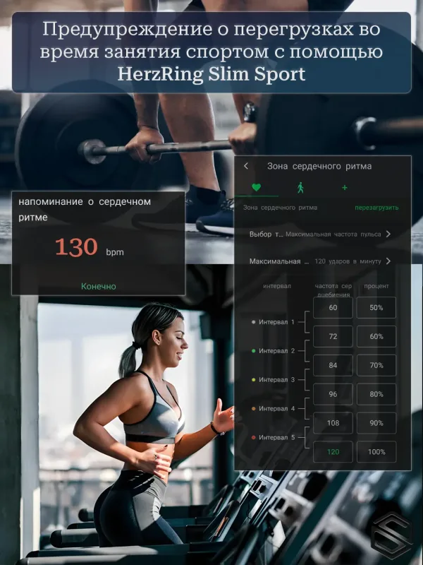 Умное кольцо с жестами HerzRing Slim Sport - титан серебро
