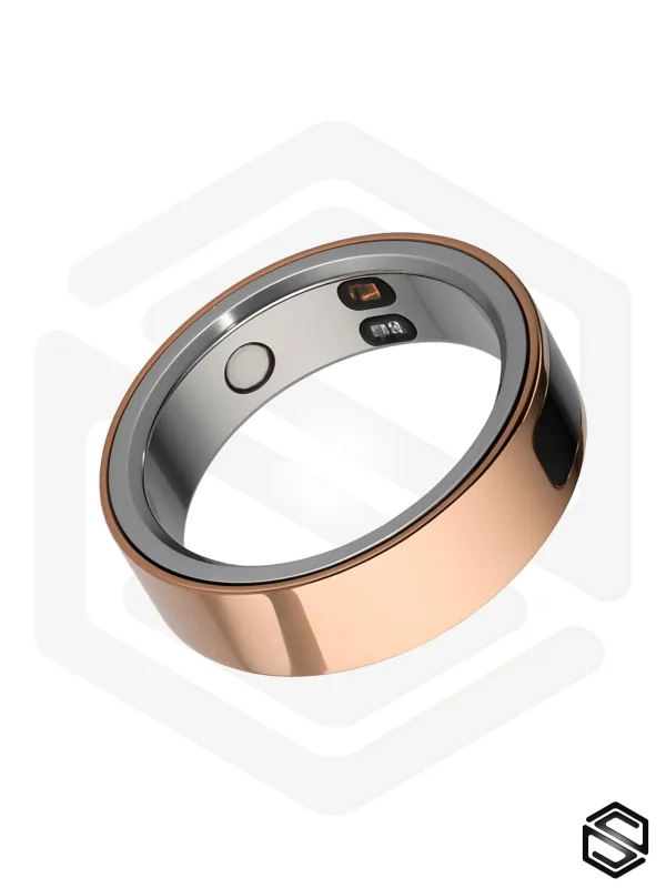 Тонкое умное кольцо с Глюкозой, Вибрацией, Управлением &amp; Чувствами HerzRing Sense GX+ розовое золото