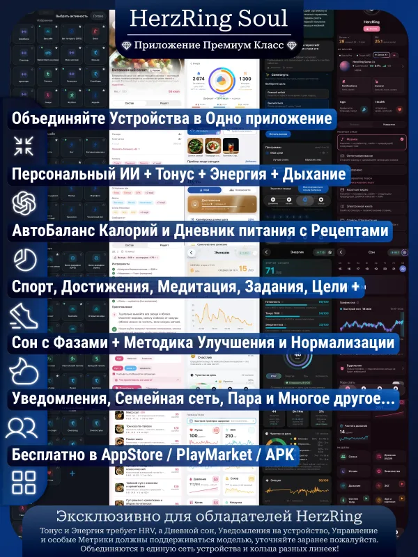 Умное кольцо с анализом крови, сахара и давления HerzRing Stazis Pro Серебро