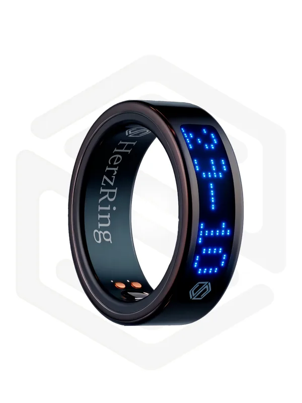 Умное кольцо с ИИ, экраном & вибрацией HerzRing Vision RW2+ обсидиан (неоновый экран)